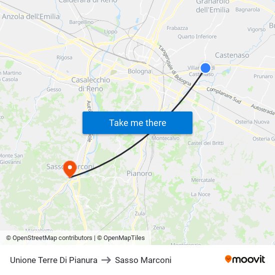 Unione Terre Di Pianura to Sasso Marconi map