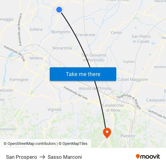 San Prospero to Sasso Marconi map