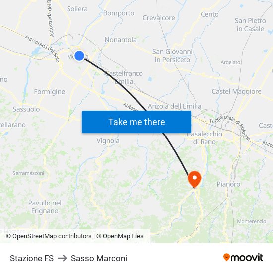 Stazione FS to Sasso Marconi map