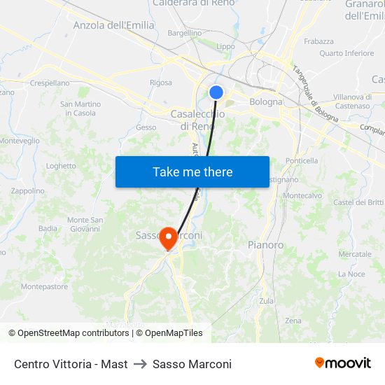 Centro Vittoria - Mast to Sasso Marconi map