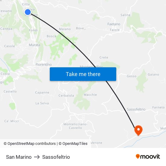 San Marino to Sassofeltrio map