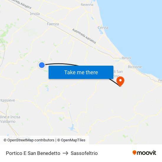 Portico E San Benedetto to Sassofeltrio map