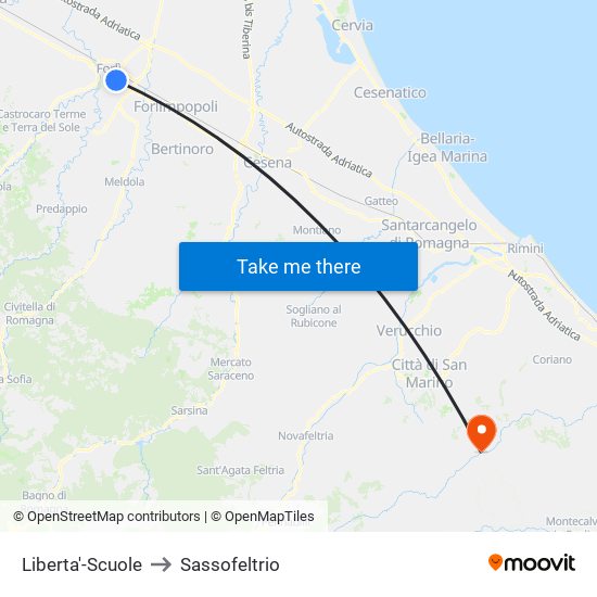 Liberta'-Scuole to Sassofeltrio map