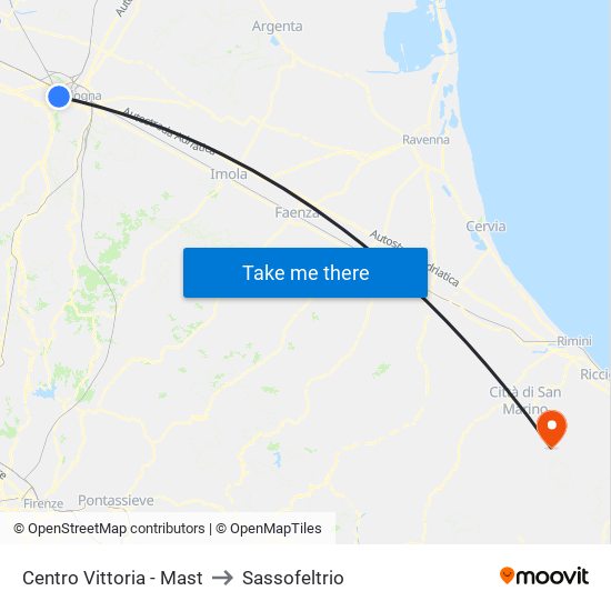 Centro Vittoria - Mast to Sassofeltrio map
