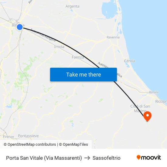Porta San Vitale (Via Massarenti) to Sassofeltrio map