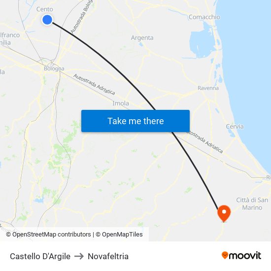 Castello D'Argile to Novafeltria map