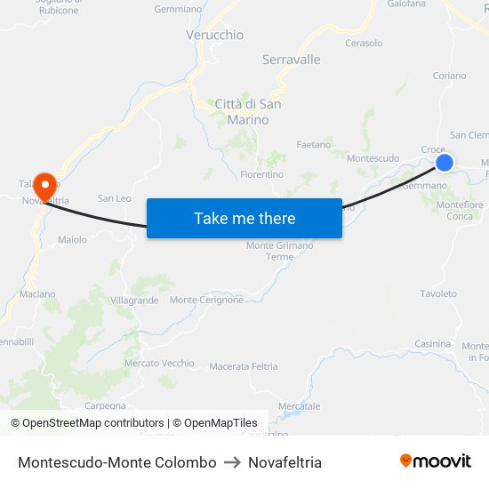 Montescudo-Monte Colombo to Novafeltria map