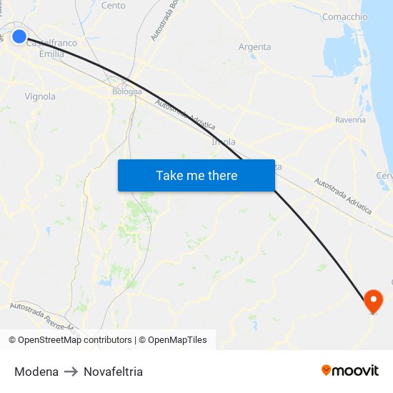 Modena to Novafeltria map