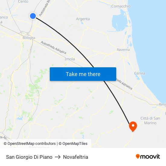 San Giorgio Di Piano to Novafeltria map