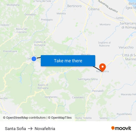 Santa Sofia to Novafeltria map