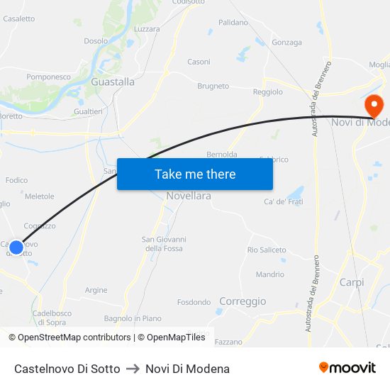 Castelnovo Di Sotto to Novi Di Modena map