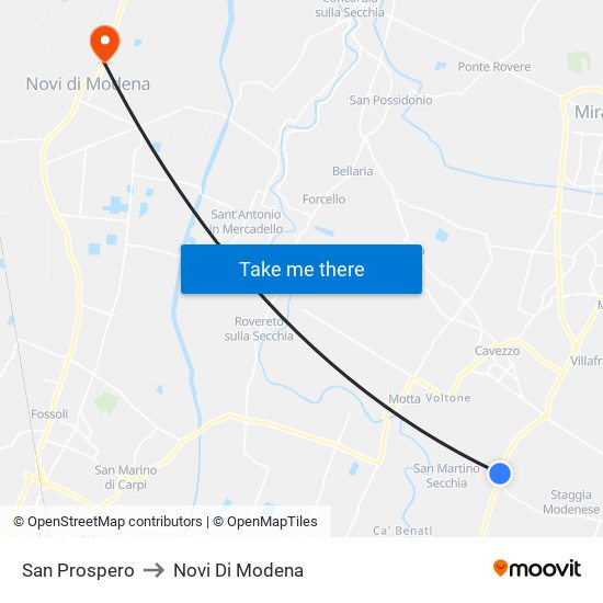 San Prospero to Novi Di Modena map