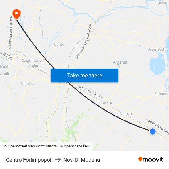 Centro Forlimpopoli to Novi Di Modena map