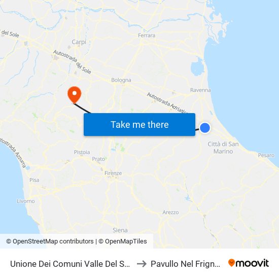 Unione Dei Comuni Valle Del Savio to Pavullo Nel Frignano map