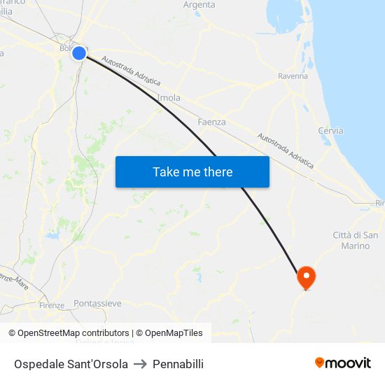 Ospedale Sant'Orsola to Pennabilli map