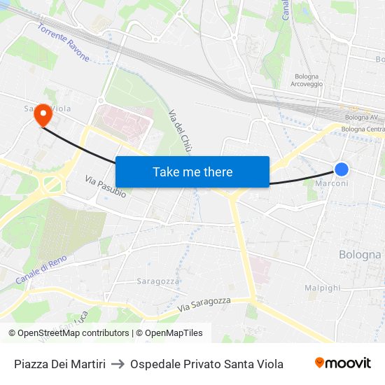 Piazza Dei Martiri to Ospedale Privato Santa Viola map