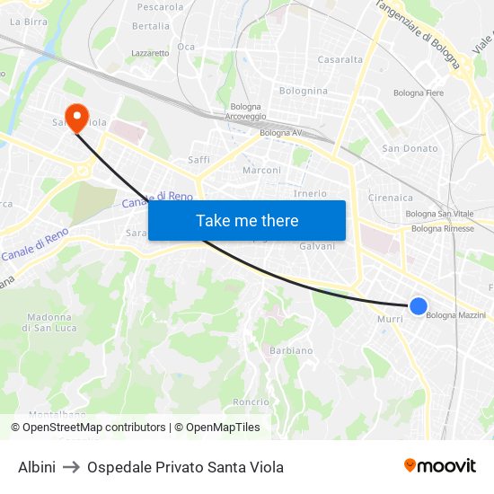 Albini to Ospedale Privato Santa Viola map