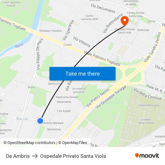 De Ambris to Ospedale Privato Santa Viola map