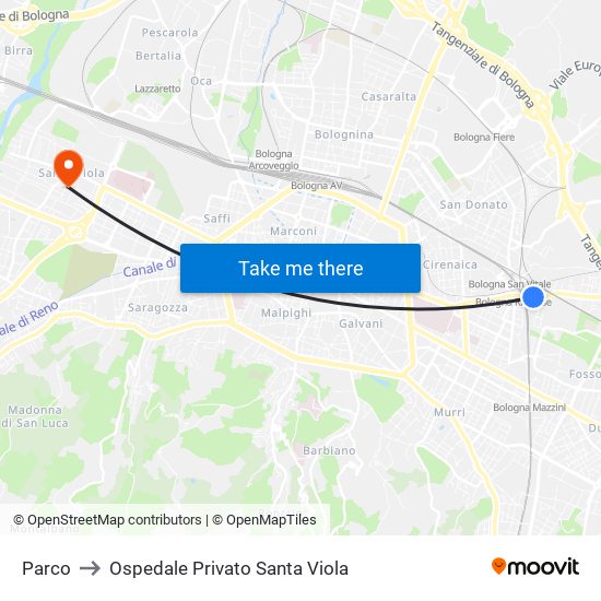 Parco to Ospedale Privato Santa Viola map