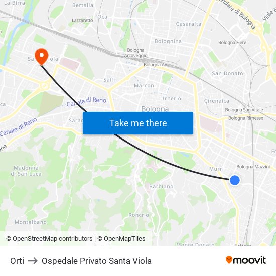 Orti to Ospedale Privato Santa Viola map