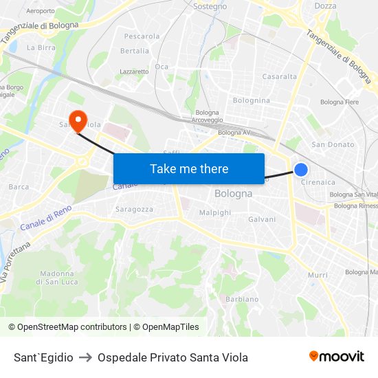 Sant`Egidio to Ospedale Privato Santa Viola map