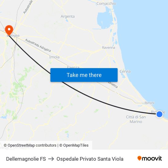 Dellemagnolie FS to Ospedale Privato Santa Viola map