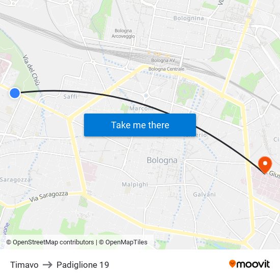 Timavo to Padiglione 19 map