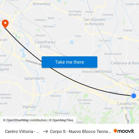 Centro Vittoria - Mast to Corpo S - Nuovo Blocco Tecnologico map