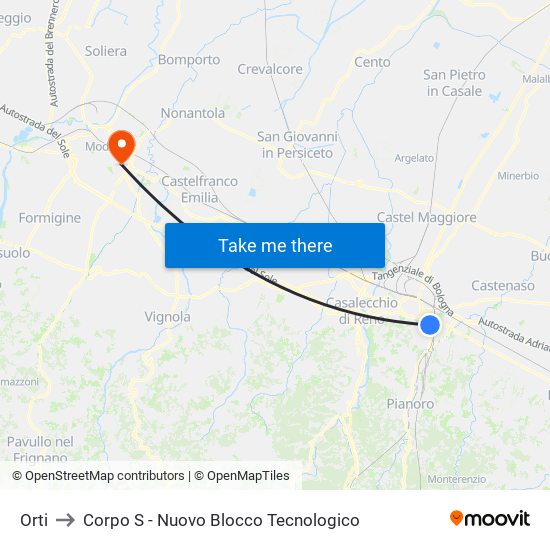 Orti to Corpo S - Nuovo Blocco Tecnologico map