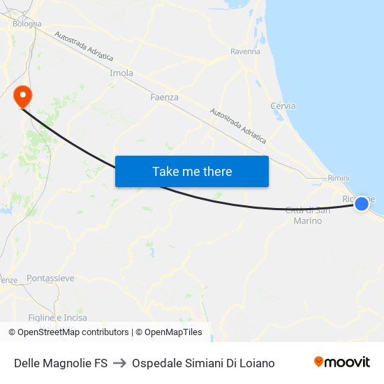 Dellemagnolie FS to Ospedale Simiani Di Loiano map