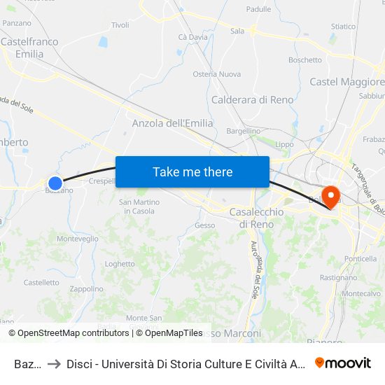 Bazzano to Disci - Università Di Storia Culture E Civiltà Antiche, Sezione Di Archeologia. map