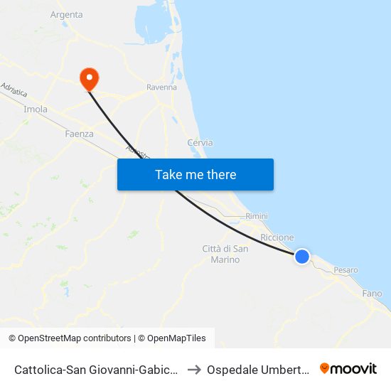 Cattolica-San Giovanni-Gabicce to Ospedale Umberto I map