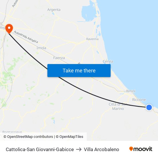 Cattolica-San Giovanni-Gabicce to Villa Arcobaleno map