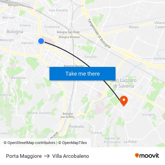 Porta Maggiore to Villa Arcobaleno map