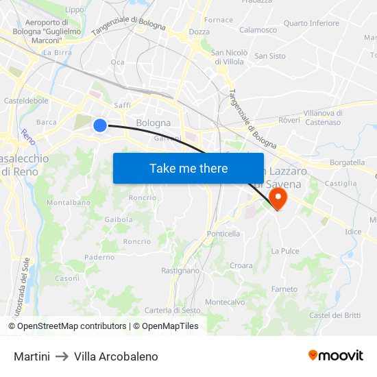 Martini to Villa Arcobaleno map