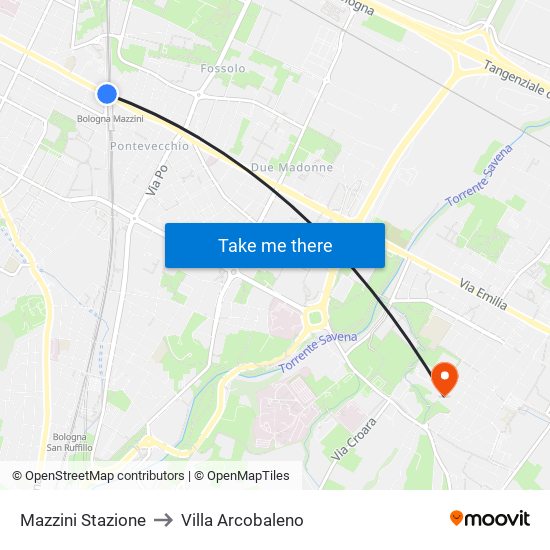 Mazzini Stazione to Villa Arcobaleno map