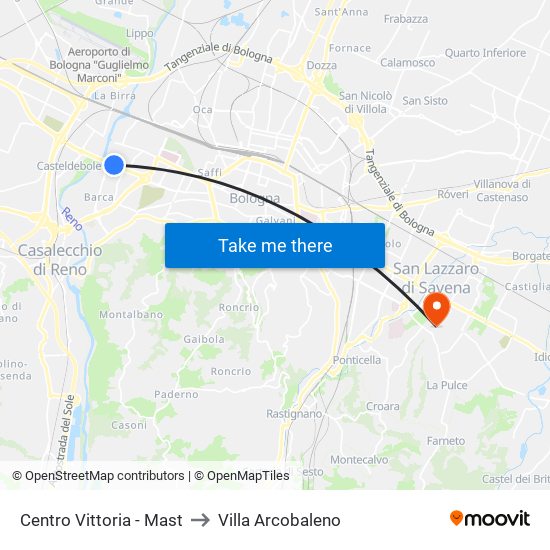 Centro Vittoria - Mast to Villa Arcobaleno map