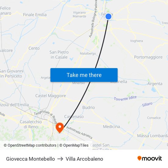 Giovecca Montebello to Villa Arcobaleno map