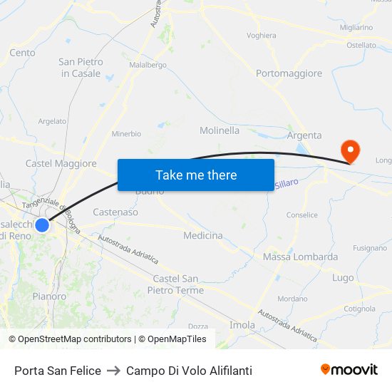 Porta San Felice to Campo Di Volo Alifilanti map