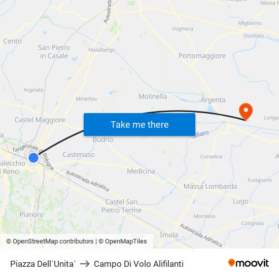 Piazza Dell`Unita` to Campo Di Volo Alifilanti map