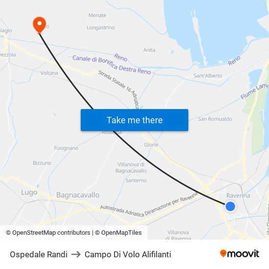Ospedale Randi to Campo Di Volo Alifilanti map