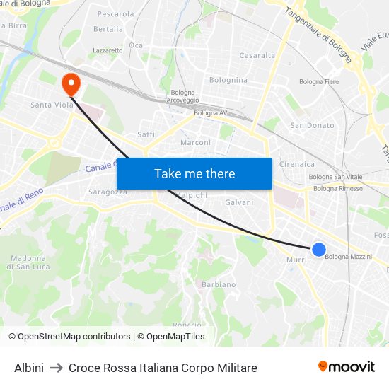 Albini to Croce Rossa Italiana Corpo Militare map