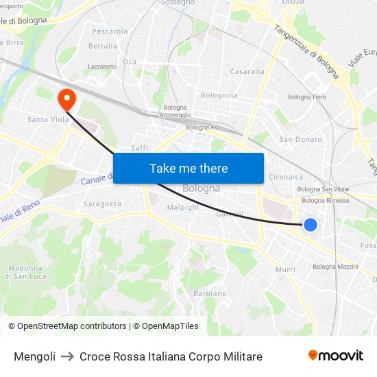 Mengoli to Croce Rossa Italiana Corpo Militare map