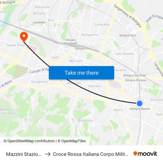 Mazzini Stazione to Croce Rossa Italiana Corpo Militare map