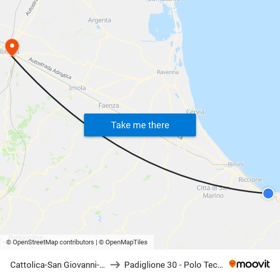 Cattolica-San Giovanni-Gabicce to Padiglione 30 - Polo Tecnologico map