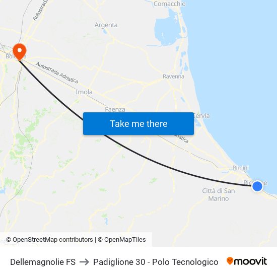 Dellemagnolie FS to Padiglione 30 - Polo Tecnologico map