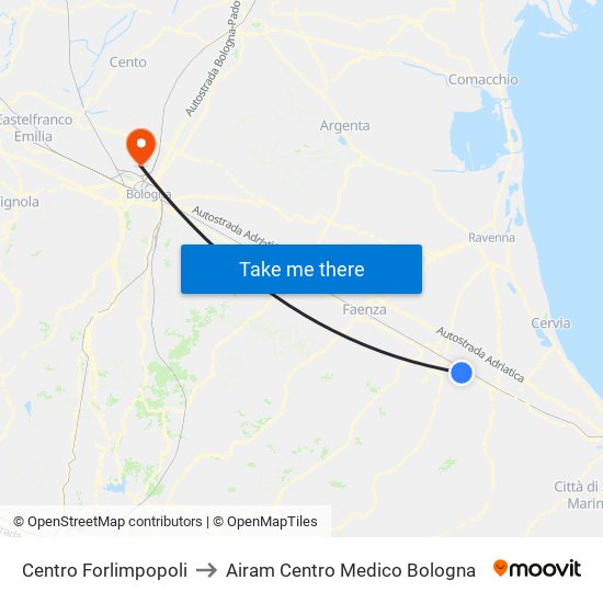 Centro Forlimpopoli to Airam Centro Medico Bologna map