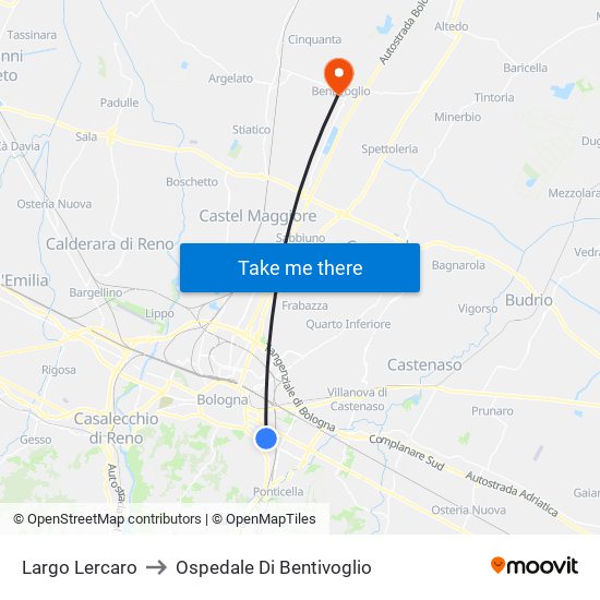 Largo Lercaro to Ospedale Di Bentivoglio map