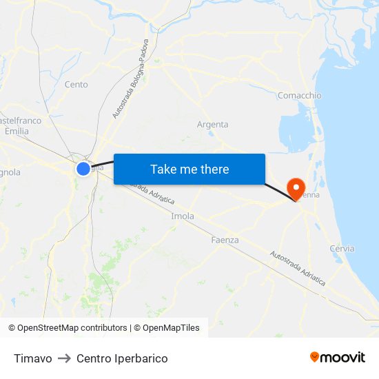 Timavo to Centro Iperbarico map