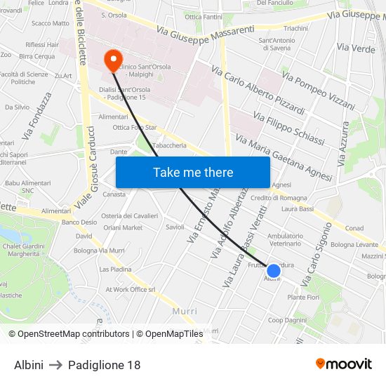 Albini to Padiglione 18 map